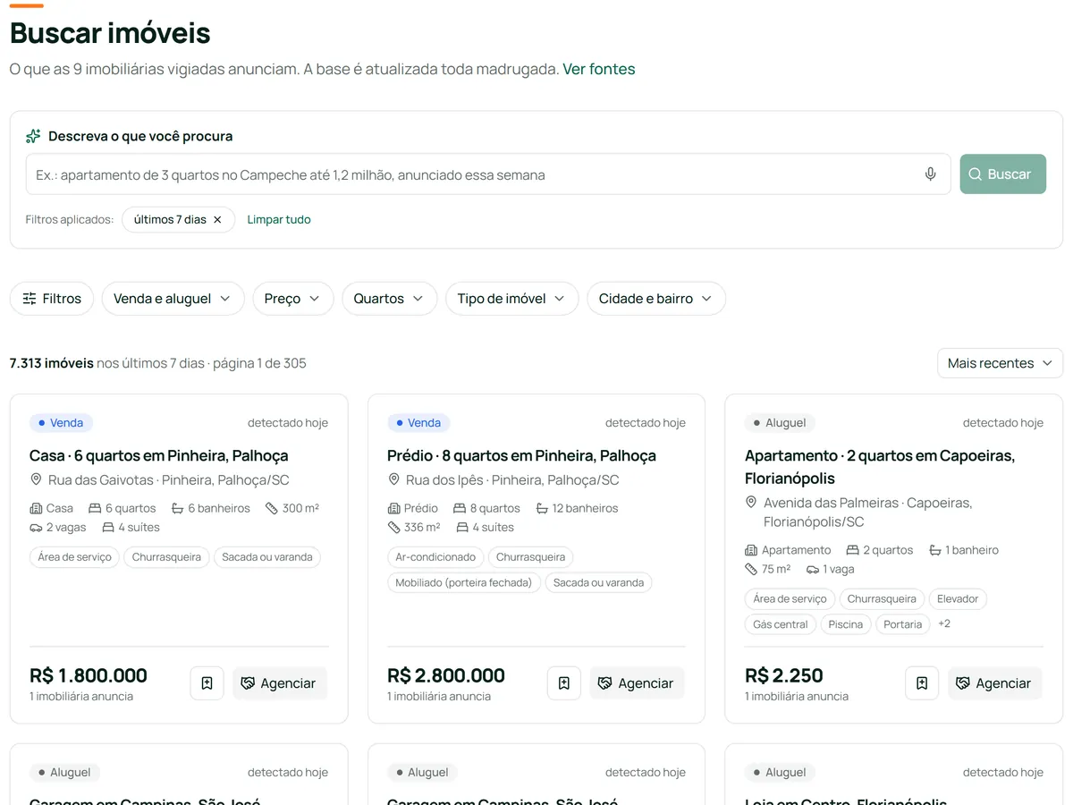Búsqueda de XFinder con el campo para describir lo que buscas y los filtros de operación, precio, dormitorios, tipo de inmueble, ciudad y barrio